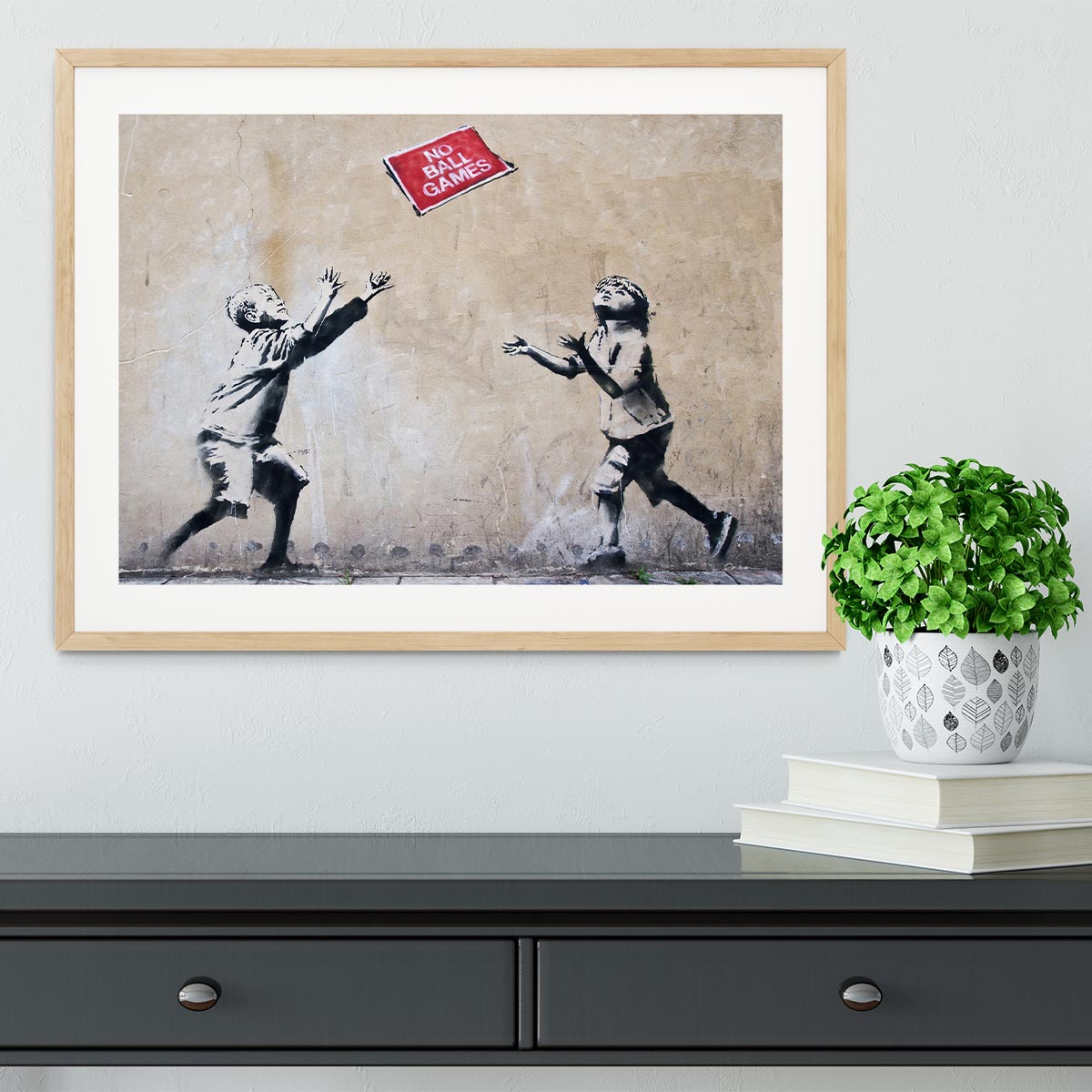 Banksy No Ball Games Framed Print - Canvas Art Rocks - 3