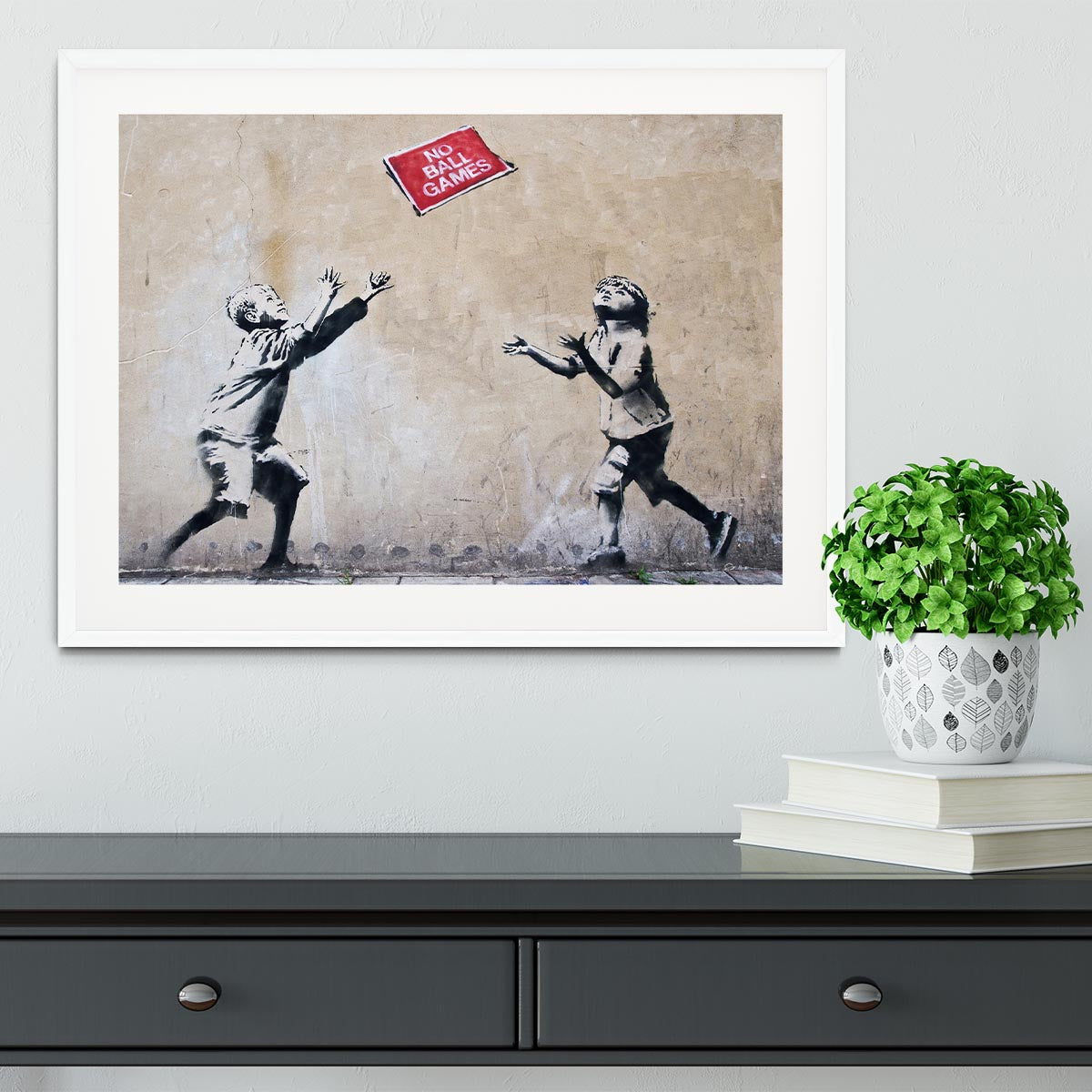 Banksy No Ball Games Framed Print - Canvas Art Rocks - 5