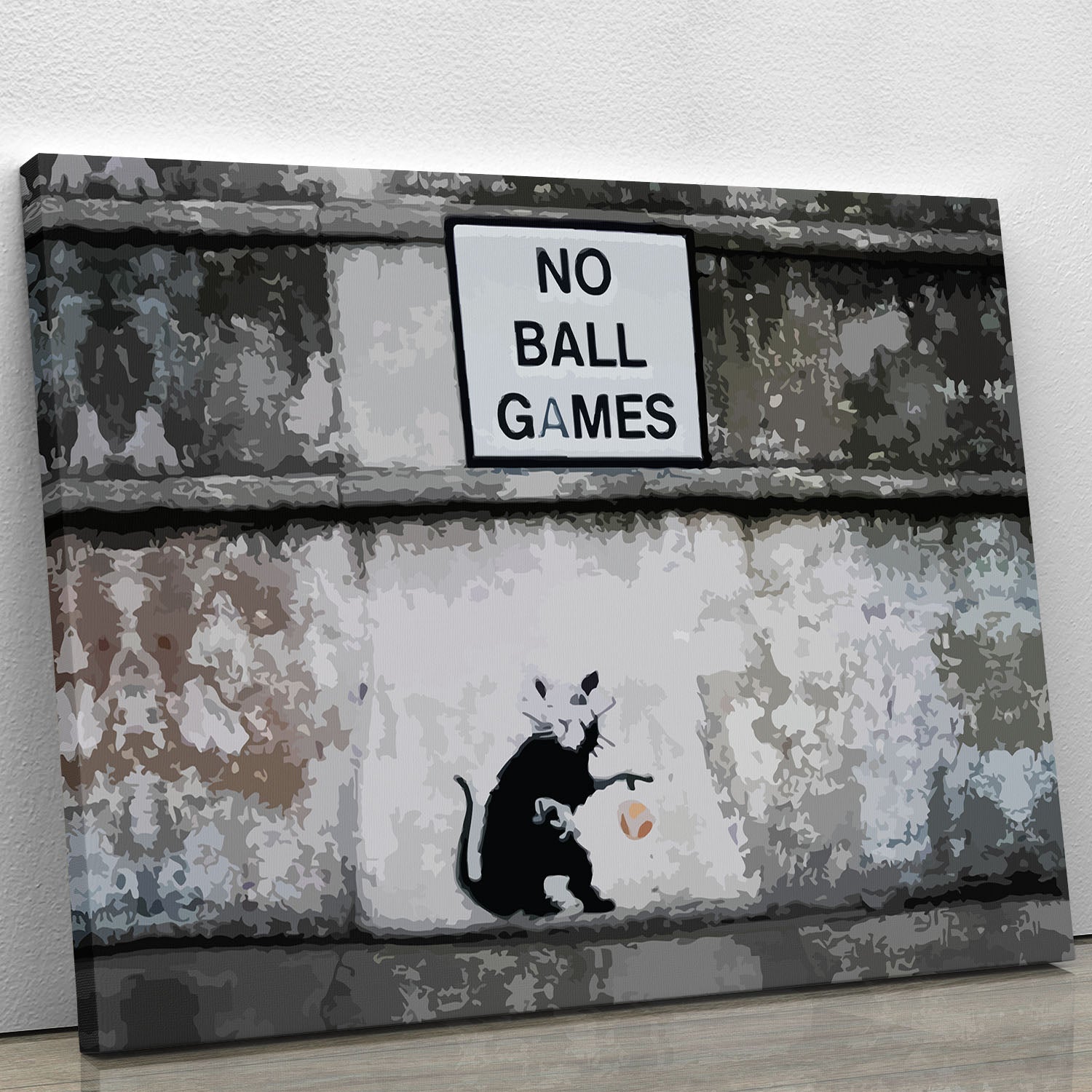 Banksy No Ball Games Rat Canvas Print or Poster - Canvas Art Rocks - 1
