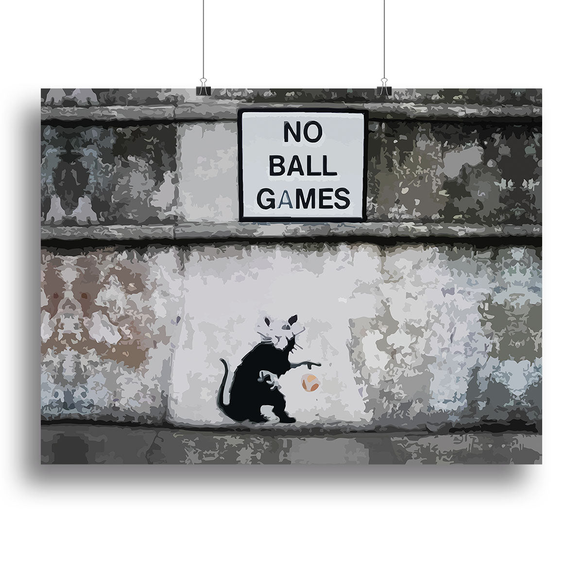 Banksy No Ball Games Rat Canvas Print or Poster - Canvas Art Rocks - 2