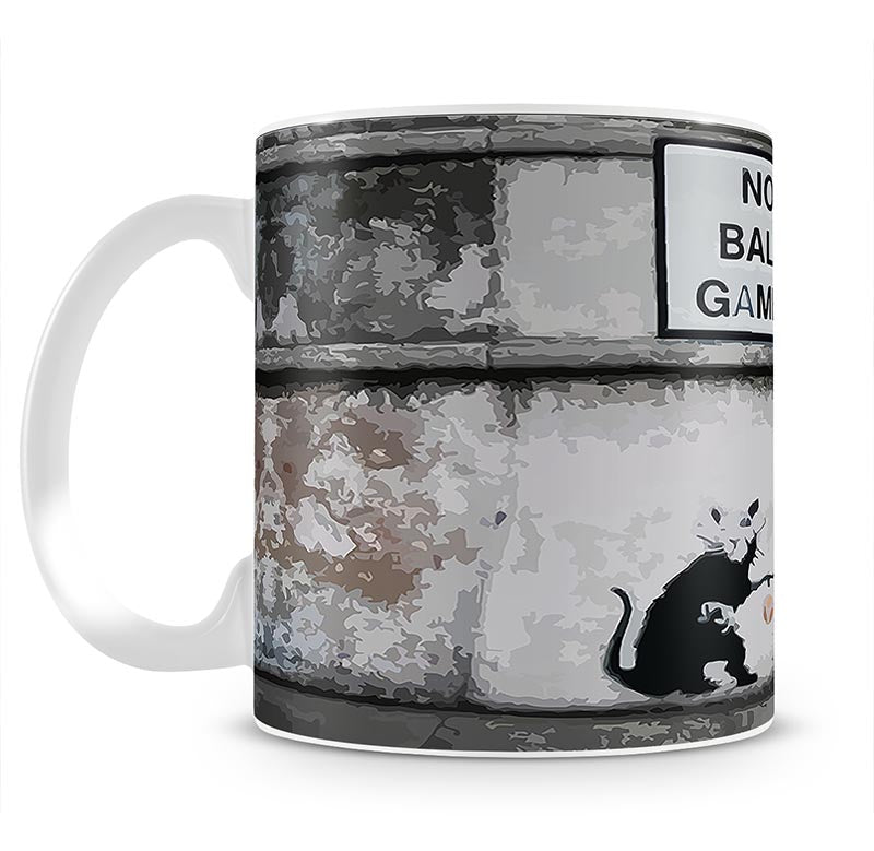 Banksy No Ball Games Rat Mug - Canvas Art Rocks - 1