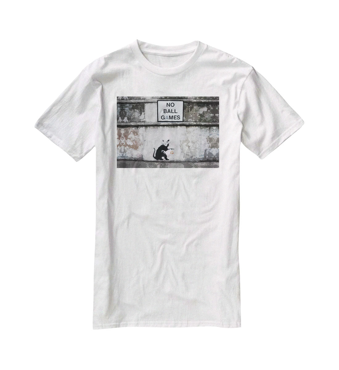 Banksy No Ball Games Rat T-Shirt - Canvas Art Rocks - 5