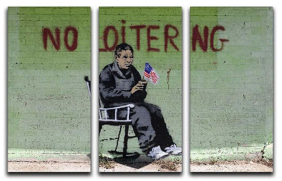 Banksy No Loitering 3 Split Panel Canvas Print - Canvas Art Rocks - 1