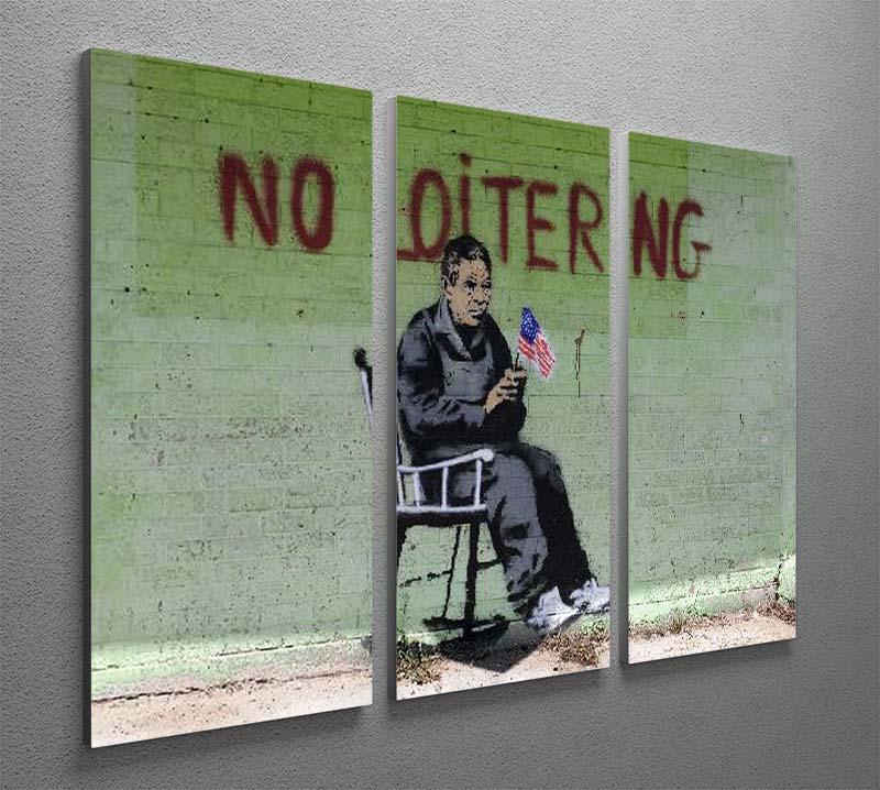 Banksy No Loitering 3 Split Panel Canvas Print - Canvas Art Rocks - 2