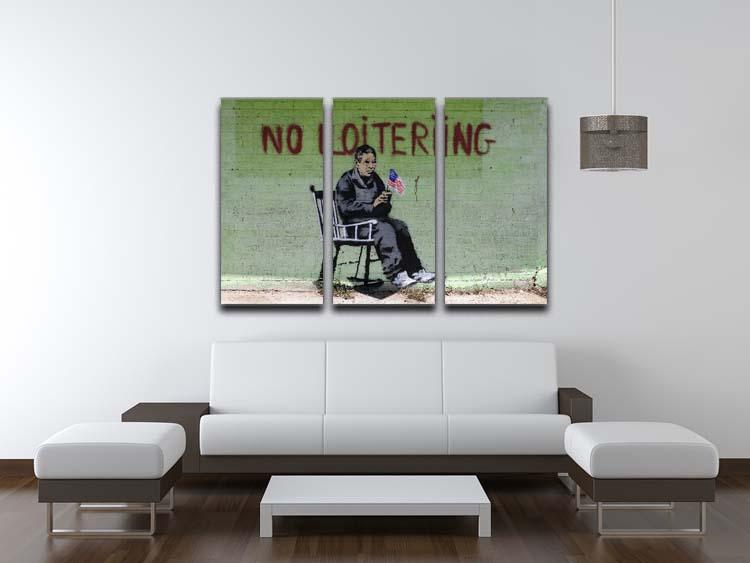 Banksy No Loitering 3 Split Panel Canvas Print - Canvas Art Rocks - 3