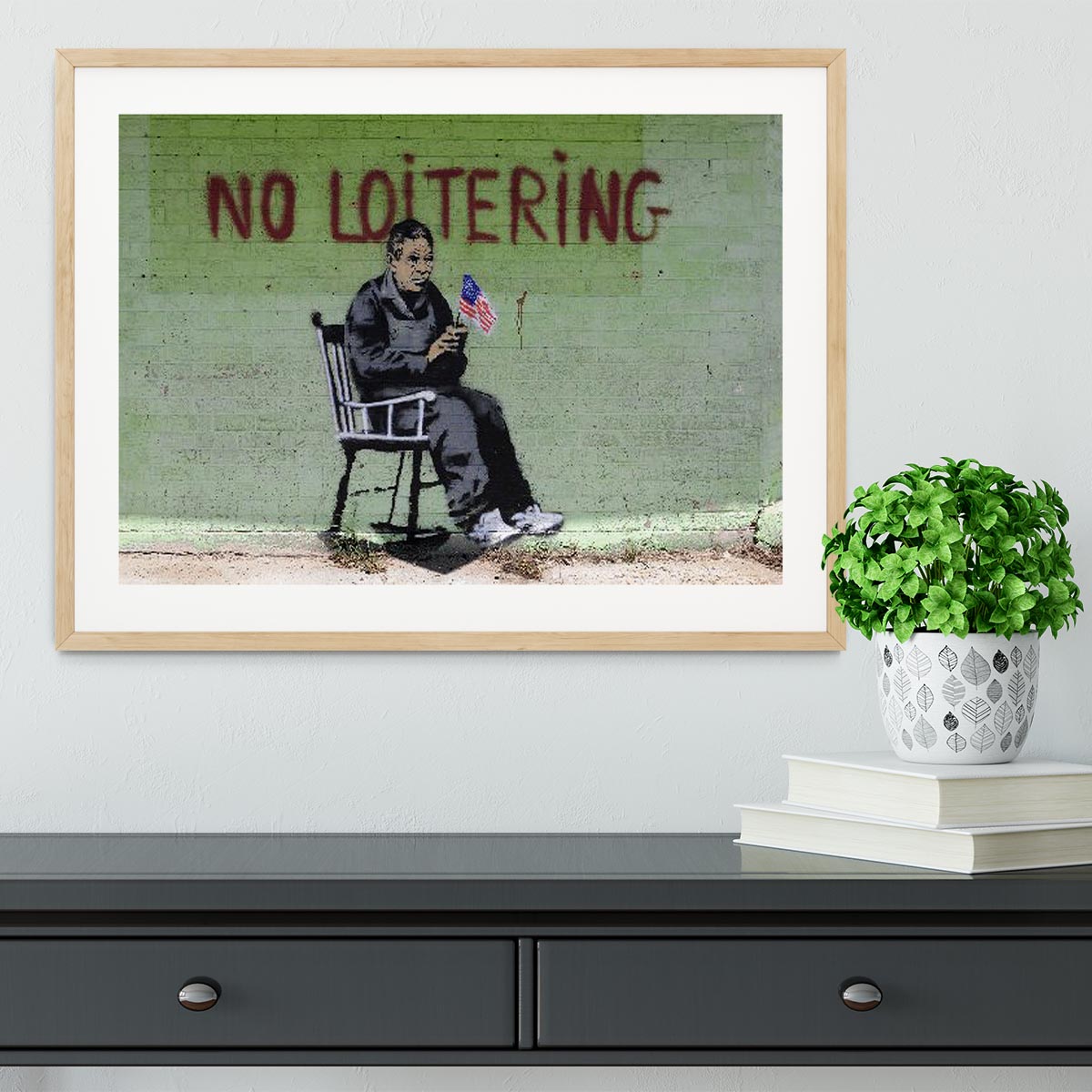 Banksy No Loitering Framed Print - Canvas Art Rocks - 3