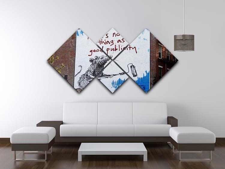 Banksy No Such Thing As Good Publicity 4 Square Multi Panel Canvas - Canvas Art Rocks - 3