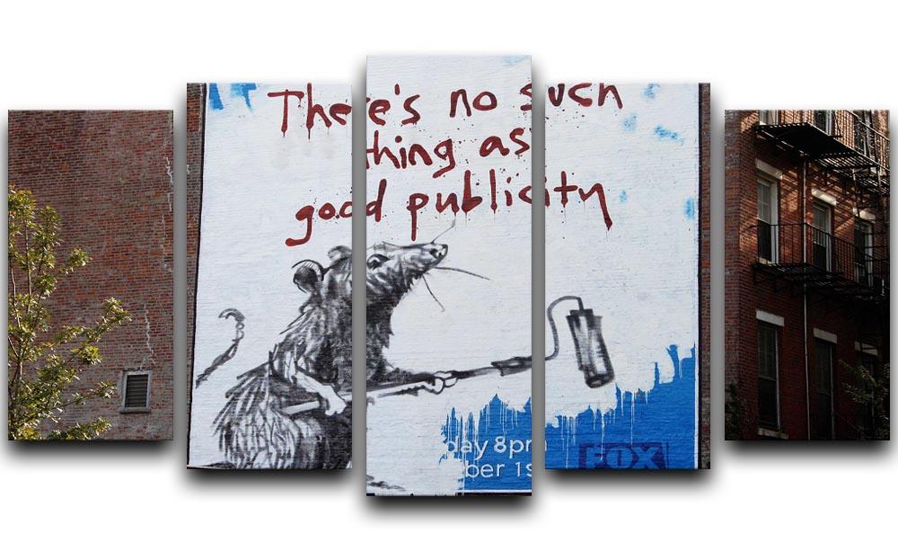 Banksy No Such Thing As Good Publicity 5 Split Panel Canvas  - Canvas Art Rocks - 1
