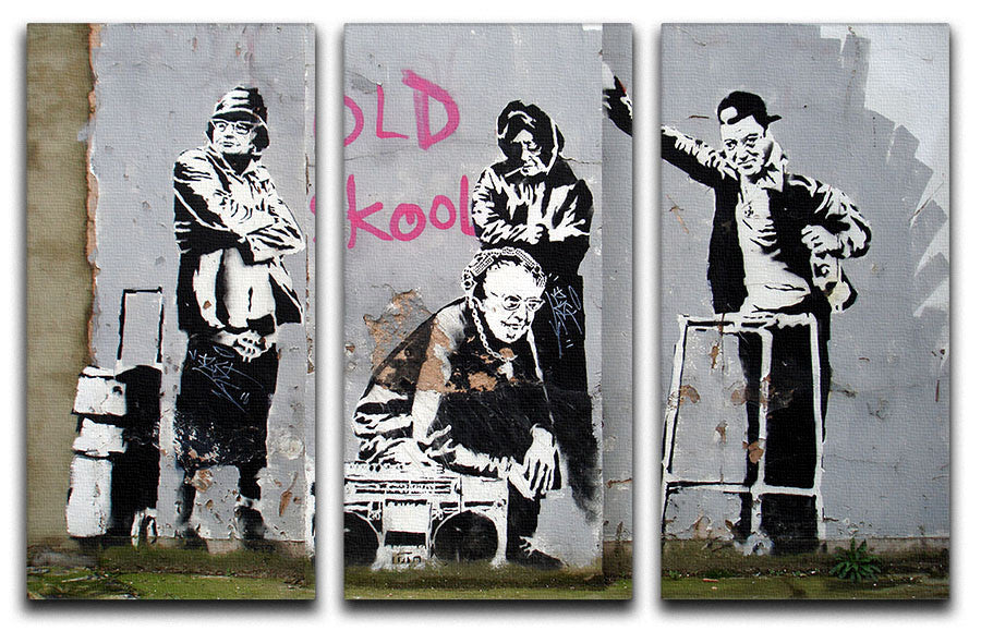 Banksy Old Skool 3 Split Canvas Print - Canvas Art Rocks