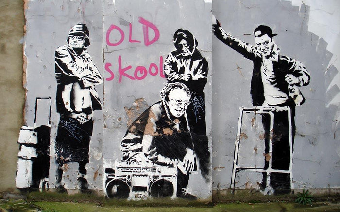 Banksy Old Skool Wall Mural Wallpaper