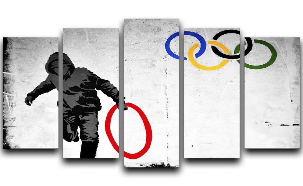 Banksy Olympic Rings Looter 5 Split Panel Canvas  - Canvas Art Rocks - 1