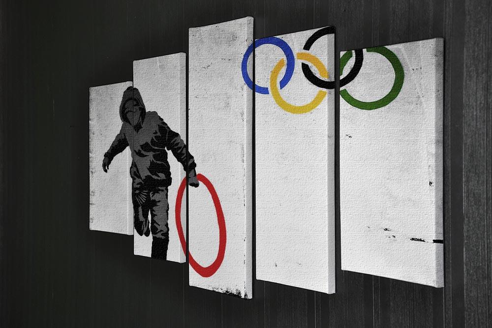 Banksy Olympic Rings Looter 5 Split Panel Canvas - Canvas Art Rocks - 2