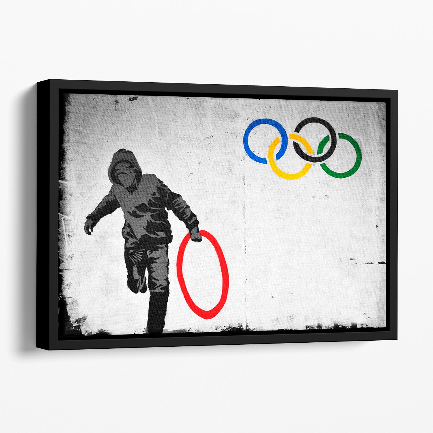 Banksy Olympic Rings Looter Floating Framed Canvas