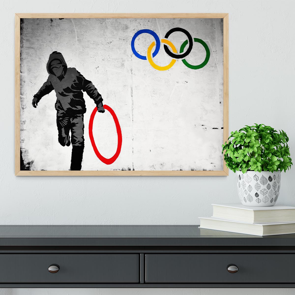 Banksy Olympic Rings Looter Framed Print - Canvas Art Rocks - 4