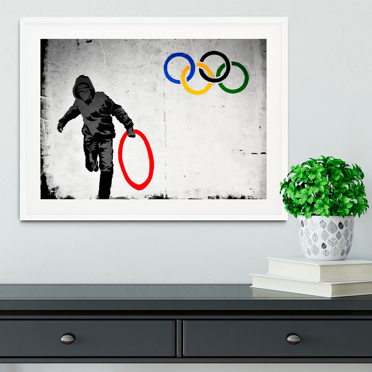 Banksy Olympic Rings Looter Framed Print - Canvas Art Rocks - 5