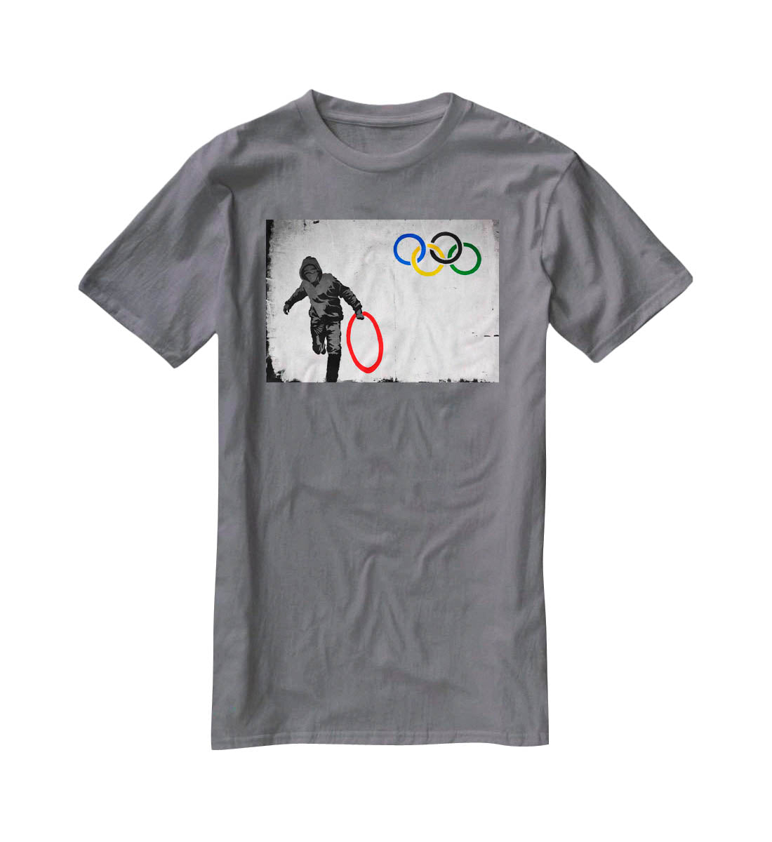 Banksy Olympic Rings Looter T-Shirt - Canvas Art Rocks - 3