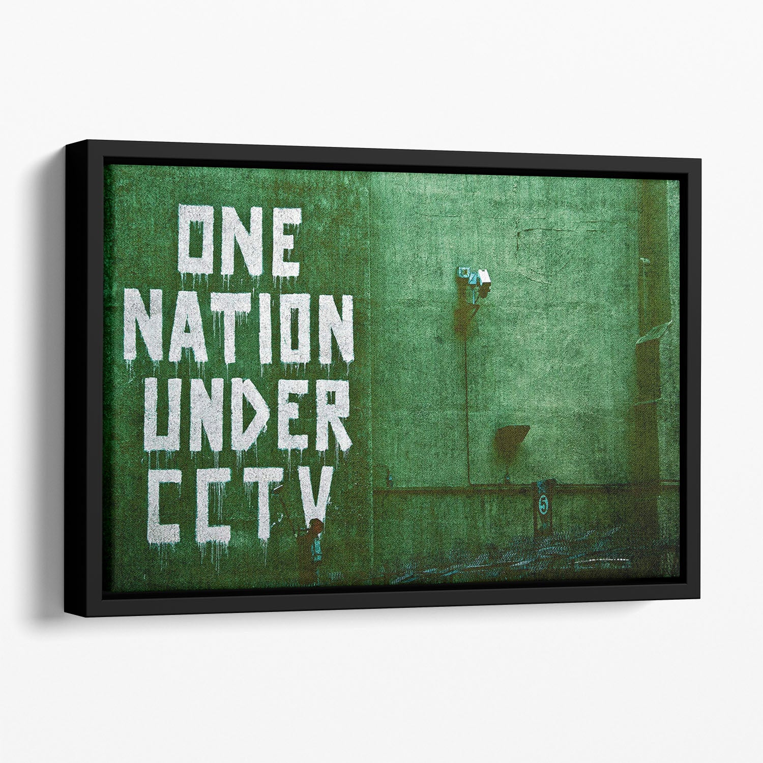 Banksy One Nation Under CCTV Floating Framed Canvas