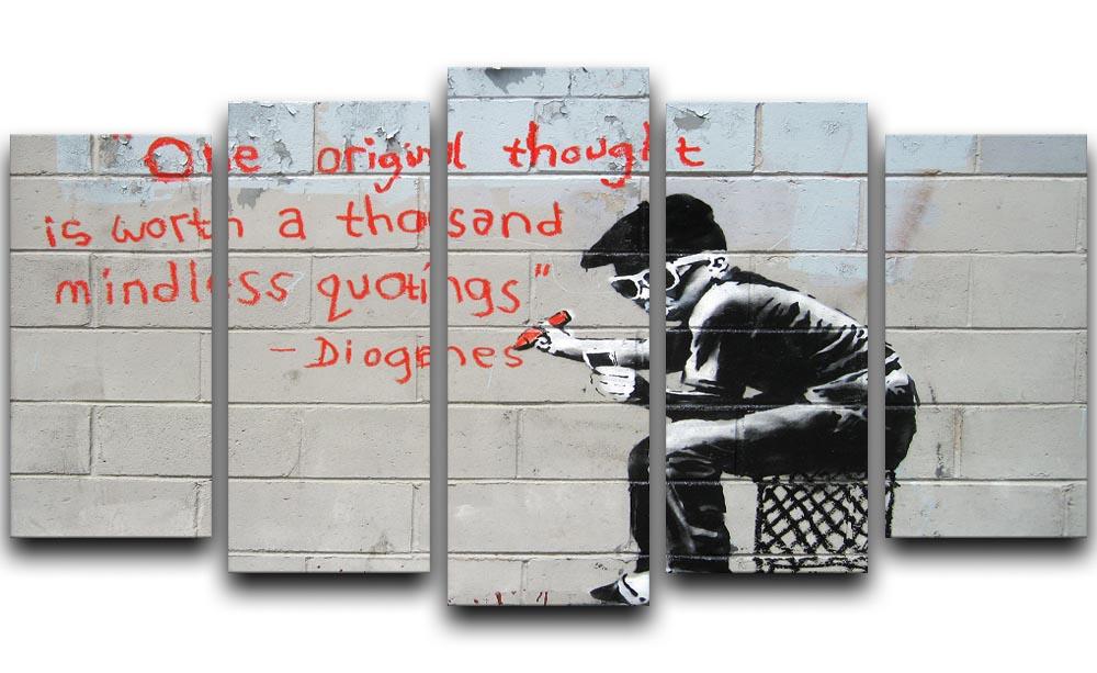 Banksy One Original Thought 5 Split Panel Canvas  - Canvas Art Rocks - 1