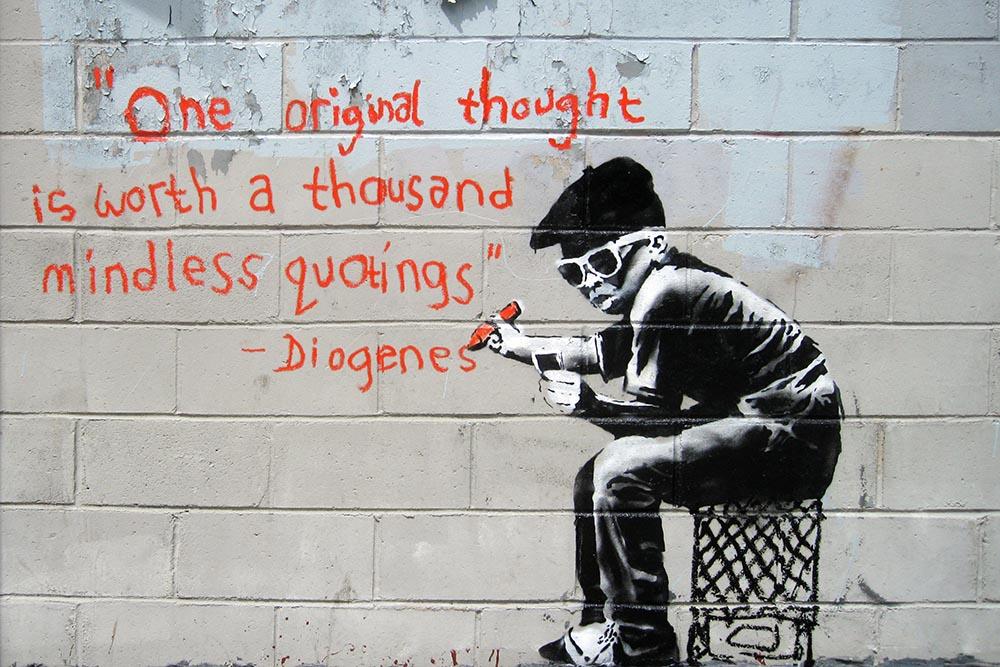 Banksy One Original Thought Wall Mural Wallpaper Canvas Art Rocks