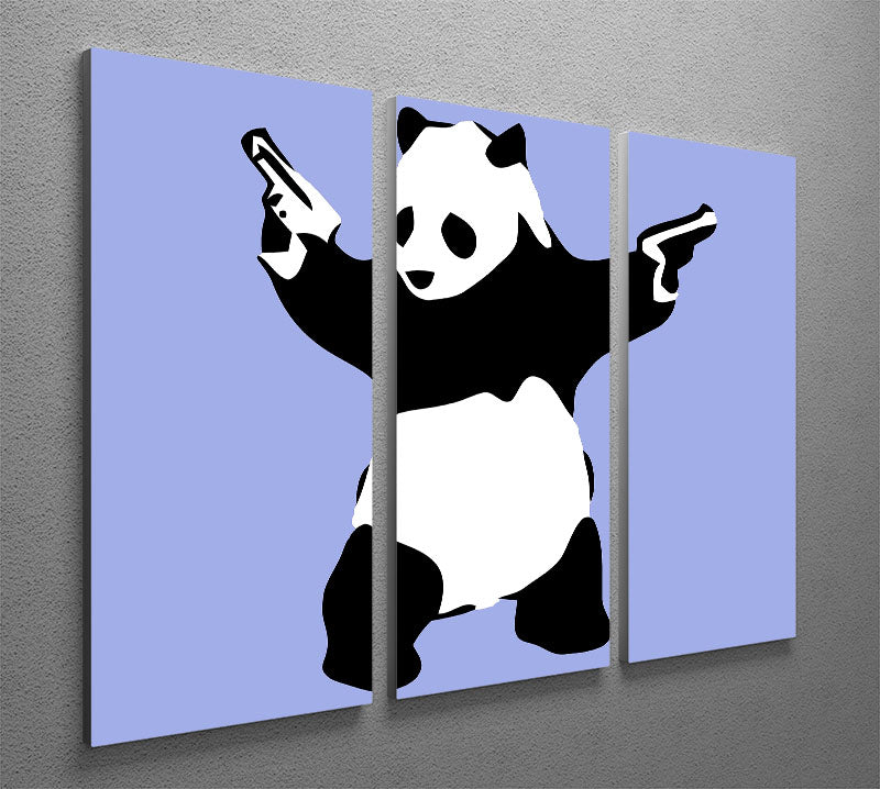 Banksy Panda Blue 3 Split Panel Canvas Print - Canvas Art Rocks - 2