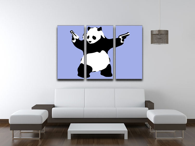 Banksy Panda Blue 3 Split Panel Canvas Print - Canvas Art Rocks - 3