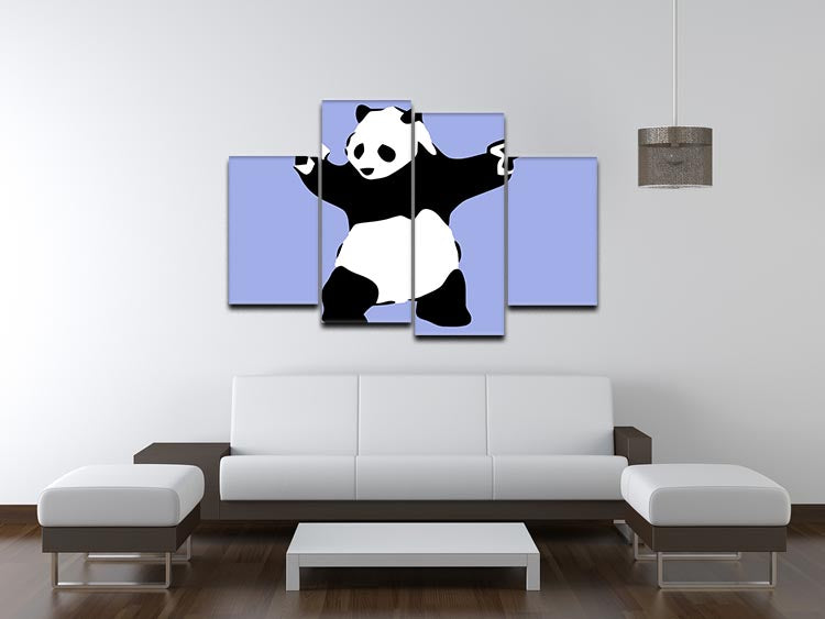 Banksy Panda Blue 4 Split Panel Canvas - Canvas Art Rocks - 3