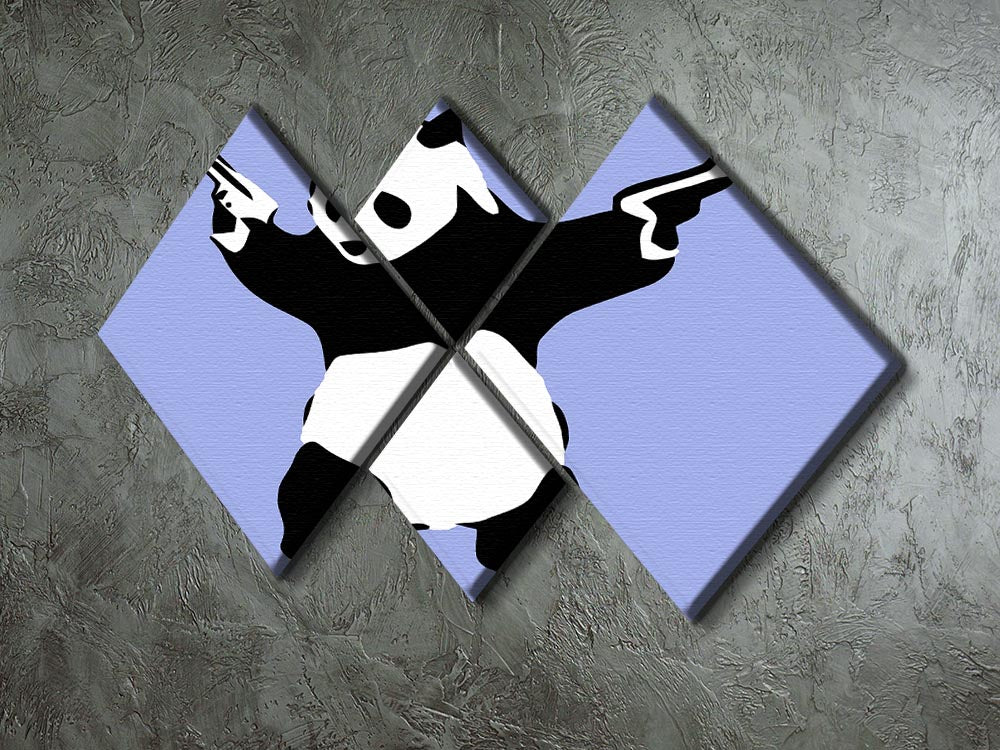 Banksy Panda Blue 4 Square Multi Panel Canvas - Canvas Art Rocks - 2