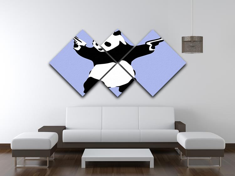 Banksy Panda Blue 4 Square Multi Panel Canvas - Canvas Art Rocks - 3