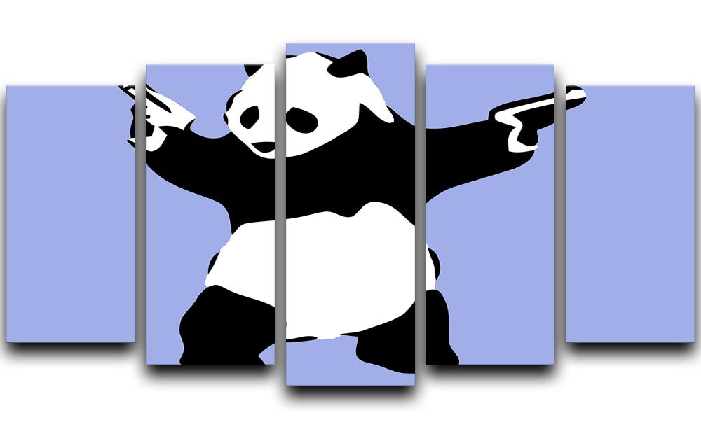 Banksy Panda Blue 5 Split Panel Canvas - Canvas Art Rocks - 1