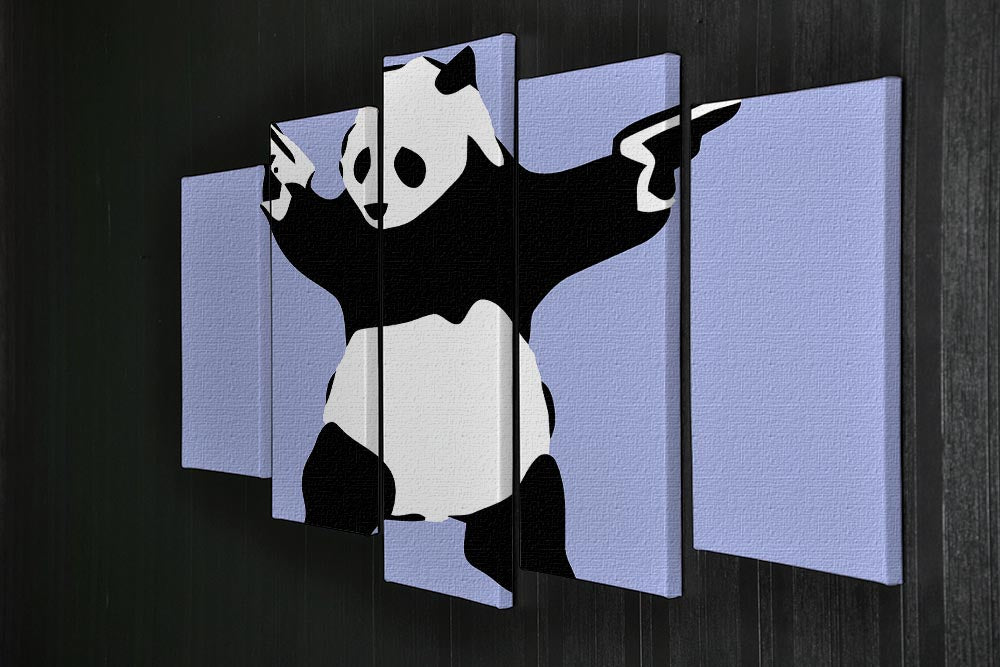 Banksy Panda Blue 5 Split Panel Canvas - Canvas Art Rocks - 2