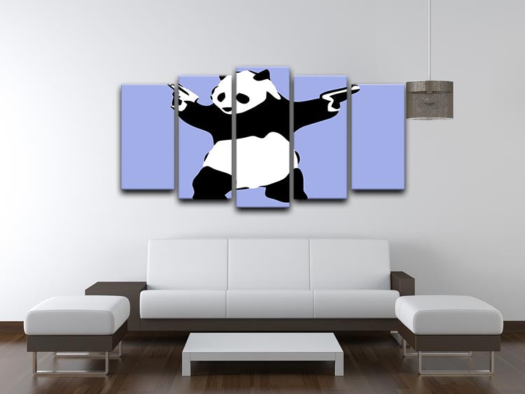 Banksy Panda Blue 5 Split Panel Canvas - Canvas Art Rocks - 3
