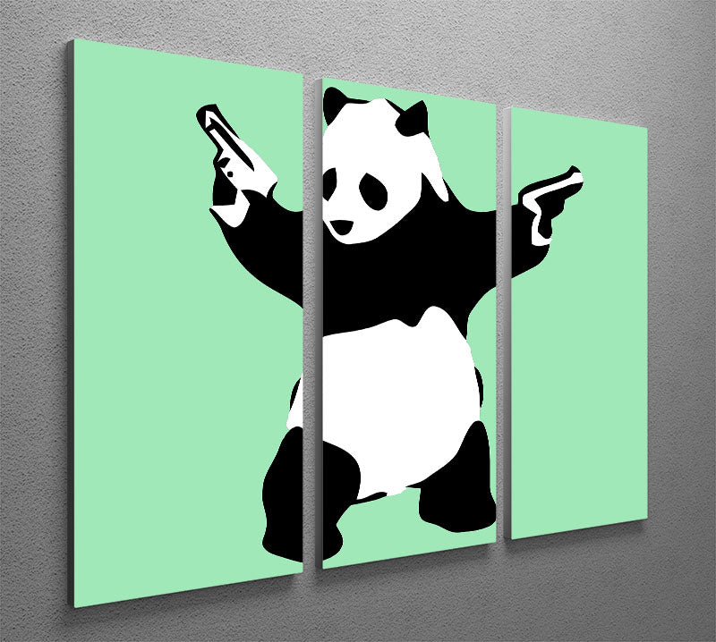 Banksy Panda Green 3 Split Panel Canvas Print - Canvas Art Rocks - 2