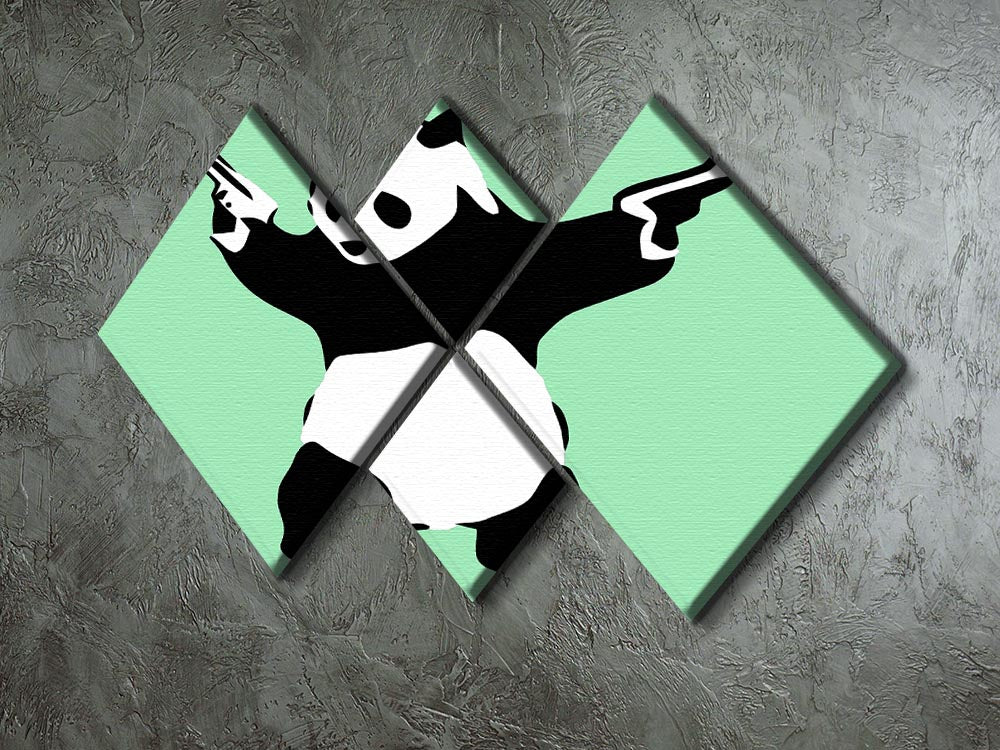 Banksy Panda Green 4 Square Multi Panel Canvas - Canvas Art Rocks - 2