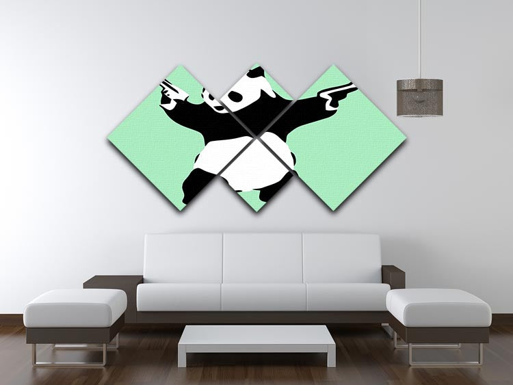 Banksy Panda Green 4 Square Multi Panel Canvas - Canvas Art Rocks - 3