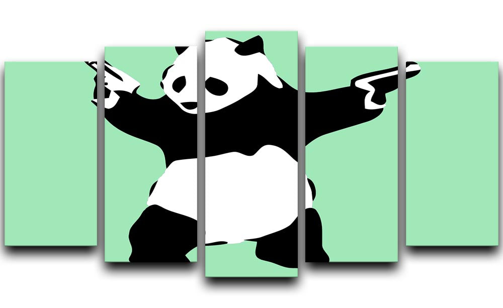 Banksy Panda Green 5 Split Panel Canvas - Canvas Art Rocks - 1