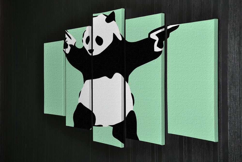 Banksy Panda Green 5 Split Panel Canvas - Canvas Art Rocks - 2