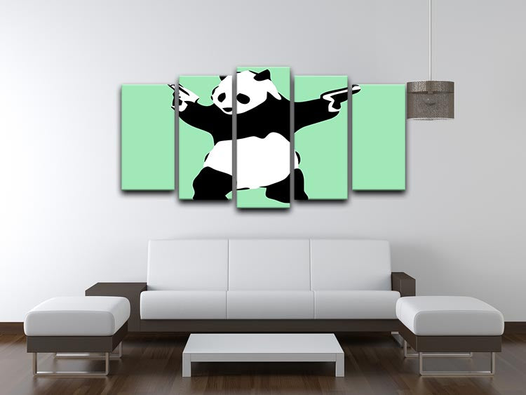 Banksy Panda Green 5 Split Panel Canvas - Canvas Art Rocks - 3