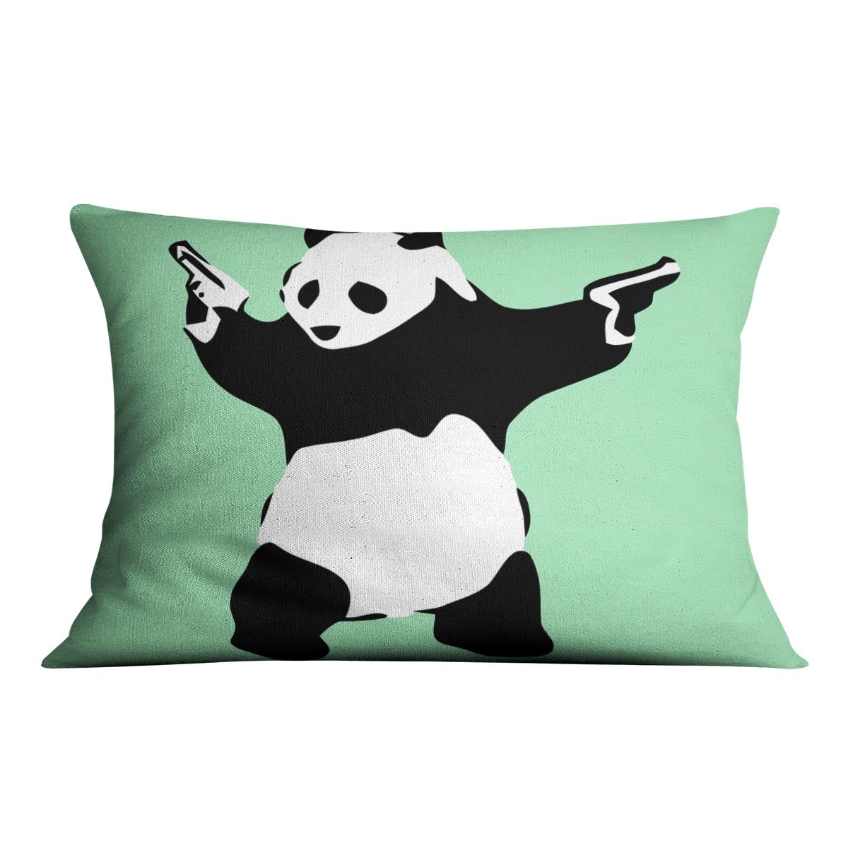 Banksy Panda Green Cushion - Canvas Art Rocks - 4