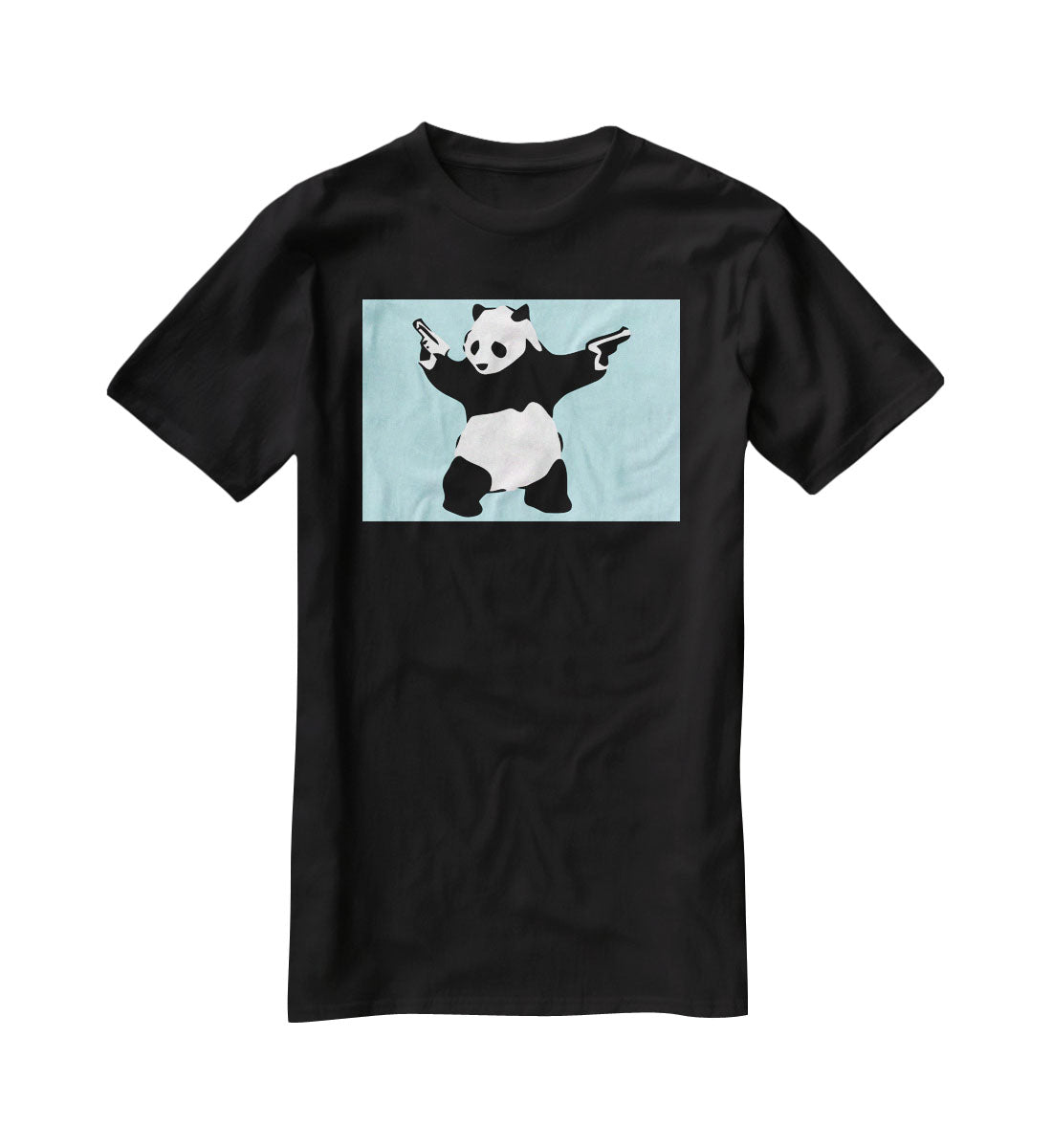 Banksy Panda Light Blue T-Shirt - Canvas Art Rocks - 1