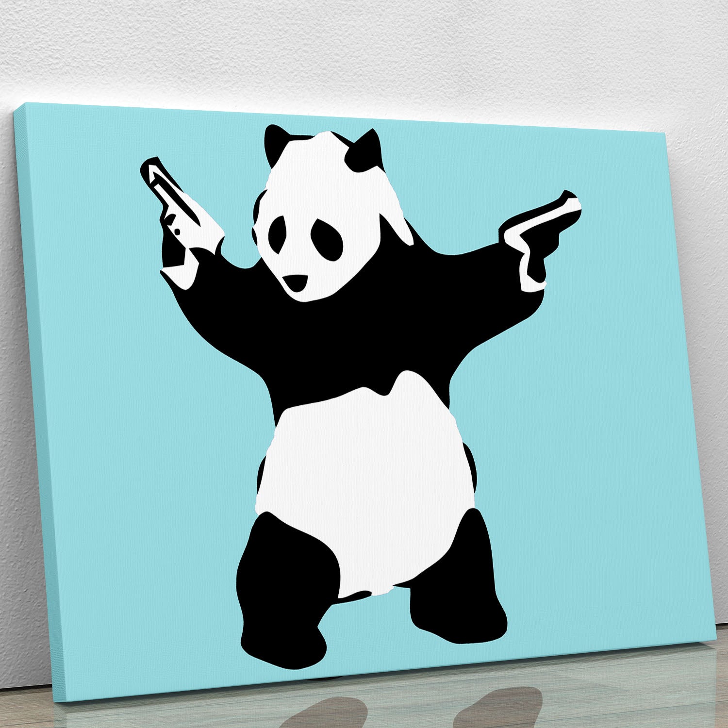 Banksy Panda Light Blue Canvas Print or Poster - Canvas Art Rocks - 1