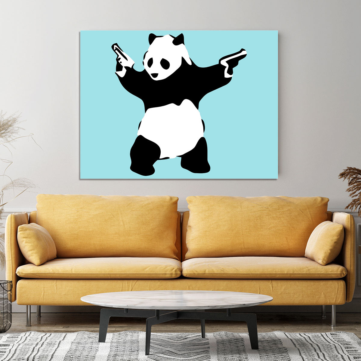 Banksy Panda Light Blue Canvas Print or Poster - Canvas Art Rocks - 4