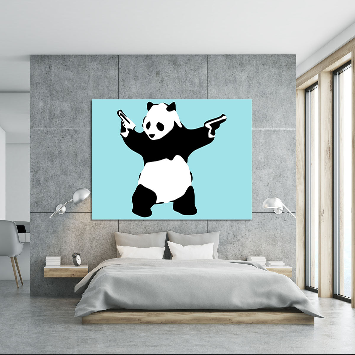 Banksy Panda Light Blue Canvas Print or Poster - Canvas Art Rocks - 5