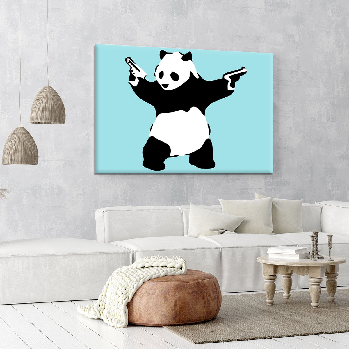 Banksy Panda Light Blue Canvas Print or Poster - Canvas Art Rocks - 6