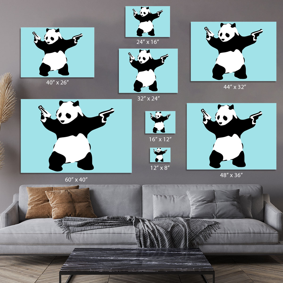 Banksy Panda Light Blue Canvas Print or Poster - Canvas Art Rocks - 7