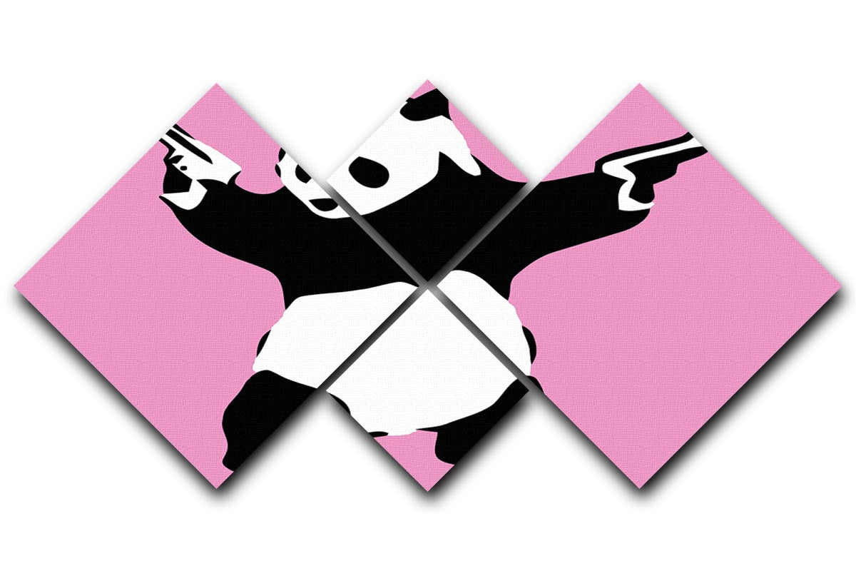 Banksy Panda Pink 4 Square Multi Panel Canvas - Canvas Art Rocks - 1