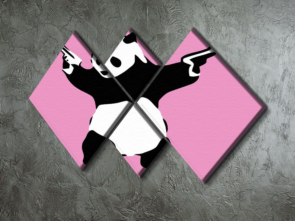 Banksy Panda Pink 4 Square Multi Panel Canvas - Canvas Art Rocks - 2