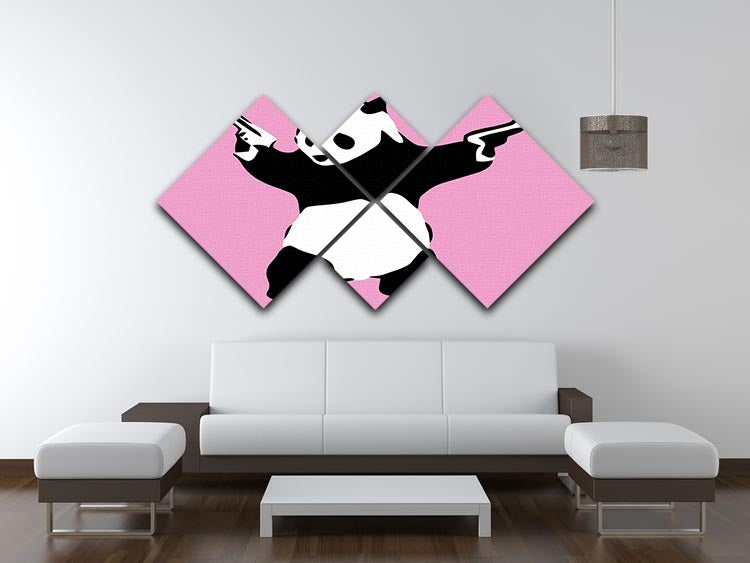Banksy Panda Pink 4 Square Multi Panel Canvas - Canvas Art Rocks - 3