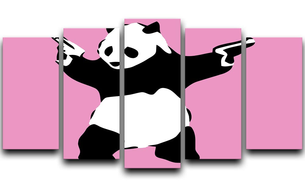 Banksy Panda Pink 5 Split Panel Canvas - Canvas Art Rocks - 1