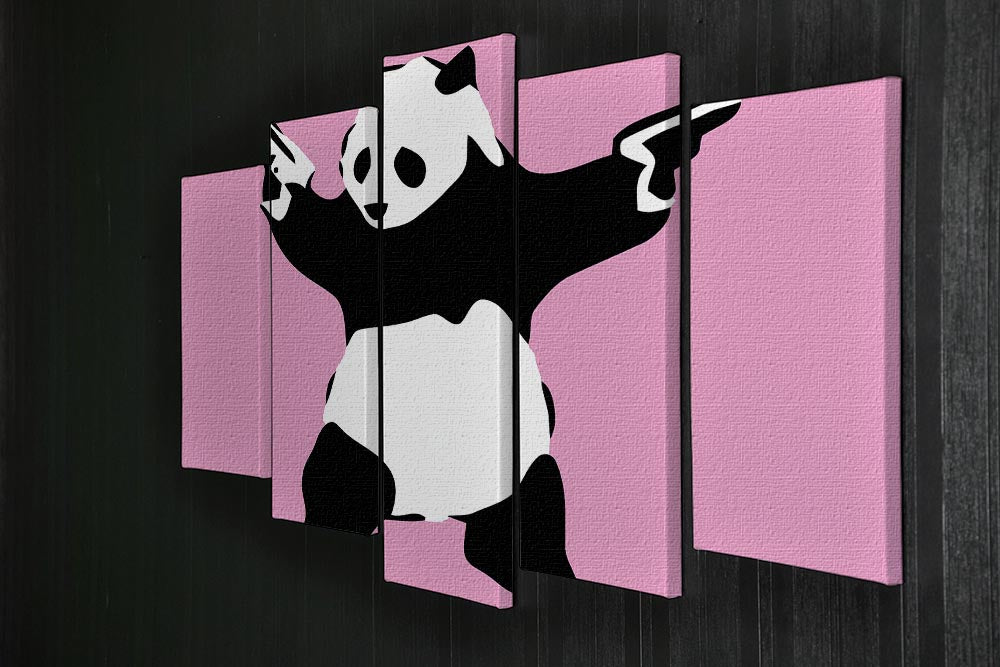Banksy Panda Pink 5 Split Panel Canvas - Canvas Art Rocks - 2