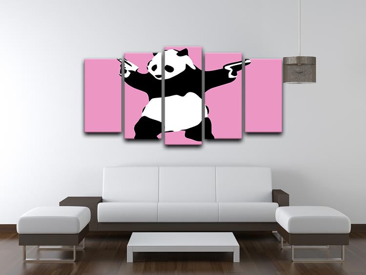 Banksy Panda Pink 5 Split Panel Canvas - Canvas Art Rocks - 3